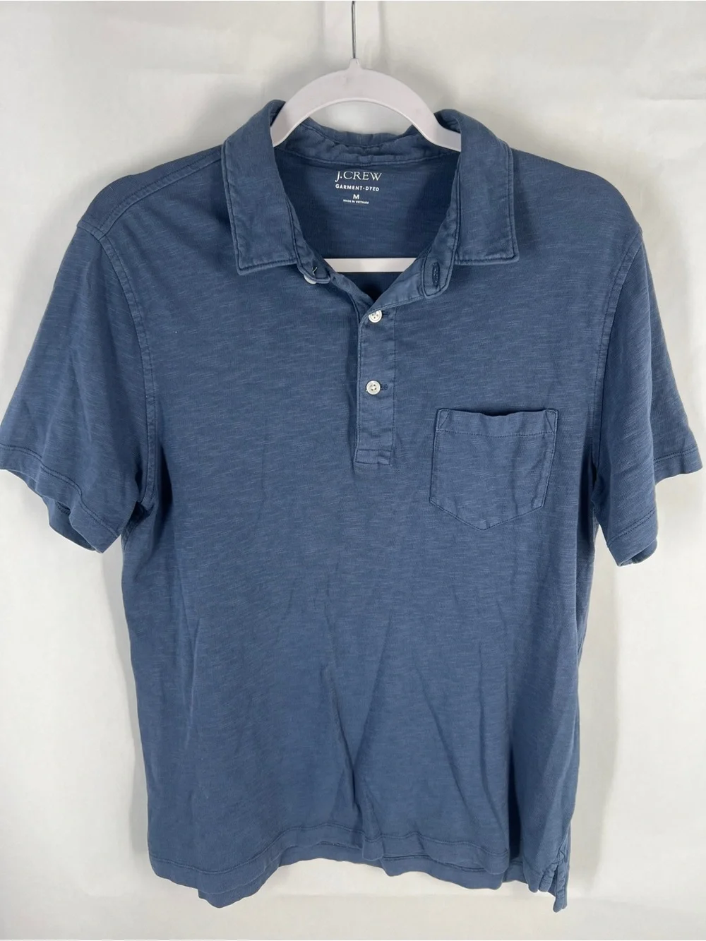 J.Crew Garment-Dyed Slub Cotton Pocket Polo Shirt Blue Size M